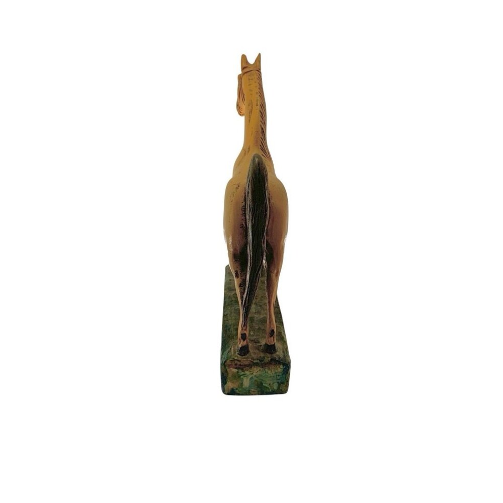 Horse Figurine Hand Carved Wood Statue Vintage Equestrian Decor - Picture 8 of 10
